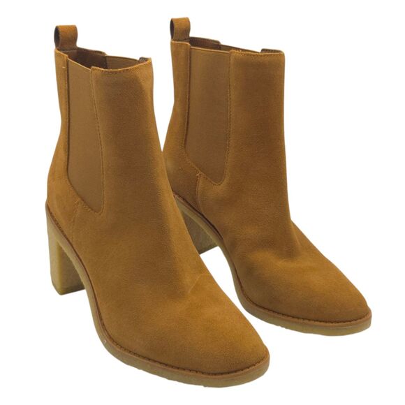 Lauren Ralph Lauren Marianna Camel Water Repellent Suede Chelsea Booties 10B NEW - Picture 2 of 15